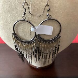Elegant Black and Silver Fringe Earrings